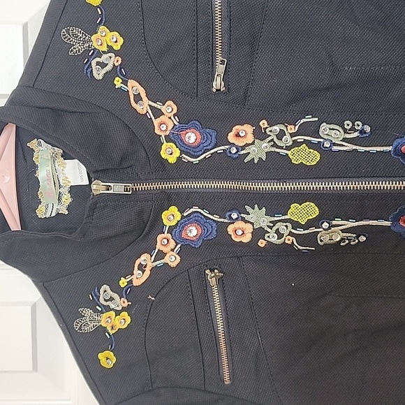 Banana USA Black Beaded Embroidered Cropped Jacket Size Small​​​ - Picture 4 of 9